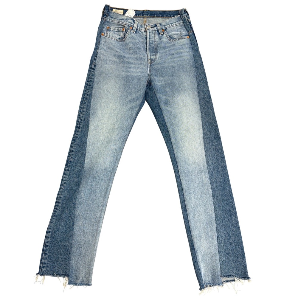 Levis Premium 501 Original Two Tone High Rise Straight Leg Jeans Blue W27 L32